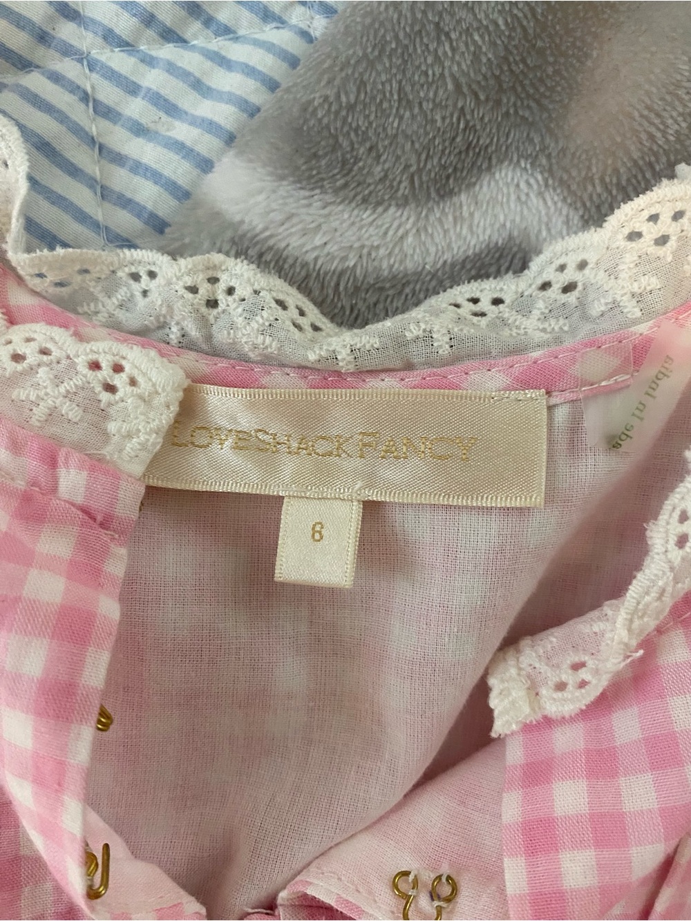 Loveshackfancy Pink Gingham dress with Lace Trim